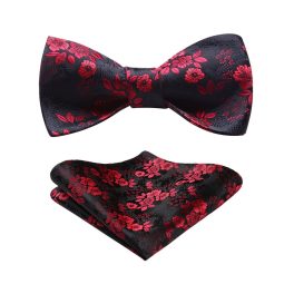 Burgundy Floral Bow Tie Set Groomsmen Wedding