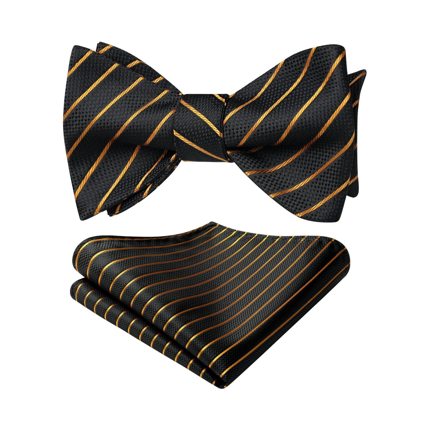 Black Gold Striped Bow Tie Accessories Set For Evening Wear