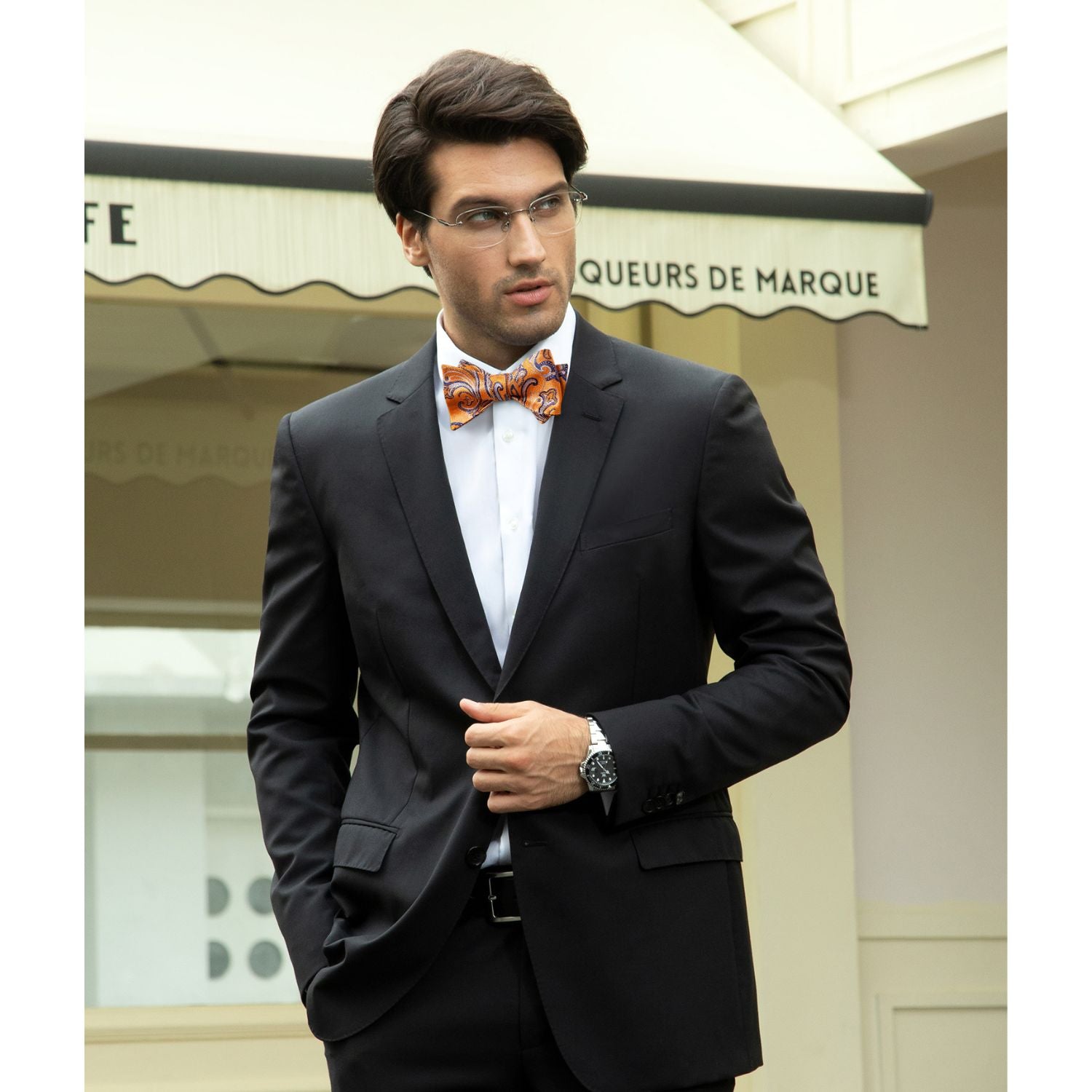 Vintage Orange And Purple Paisley Bow Tie Set - Image 2