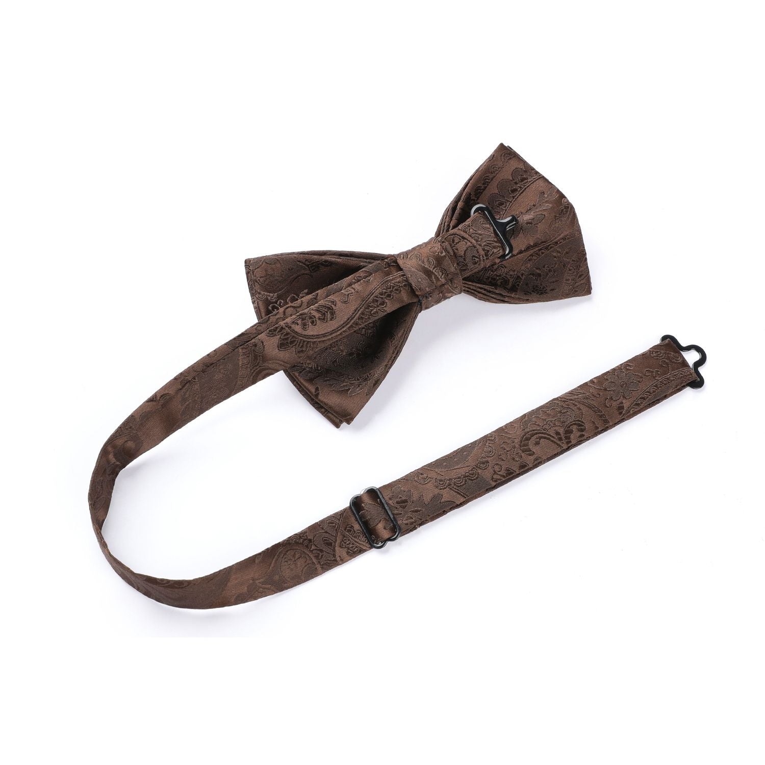 Vintage Brown Paisley Pre-Tied Bow Tie Set For Wedding - Image 3