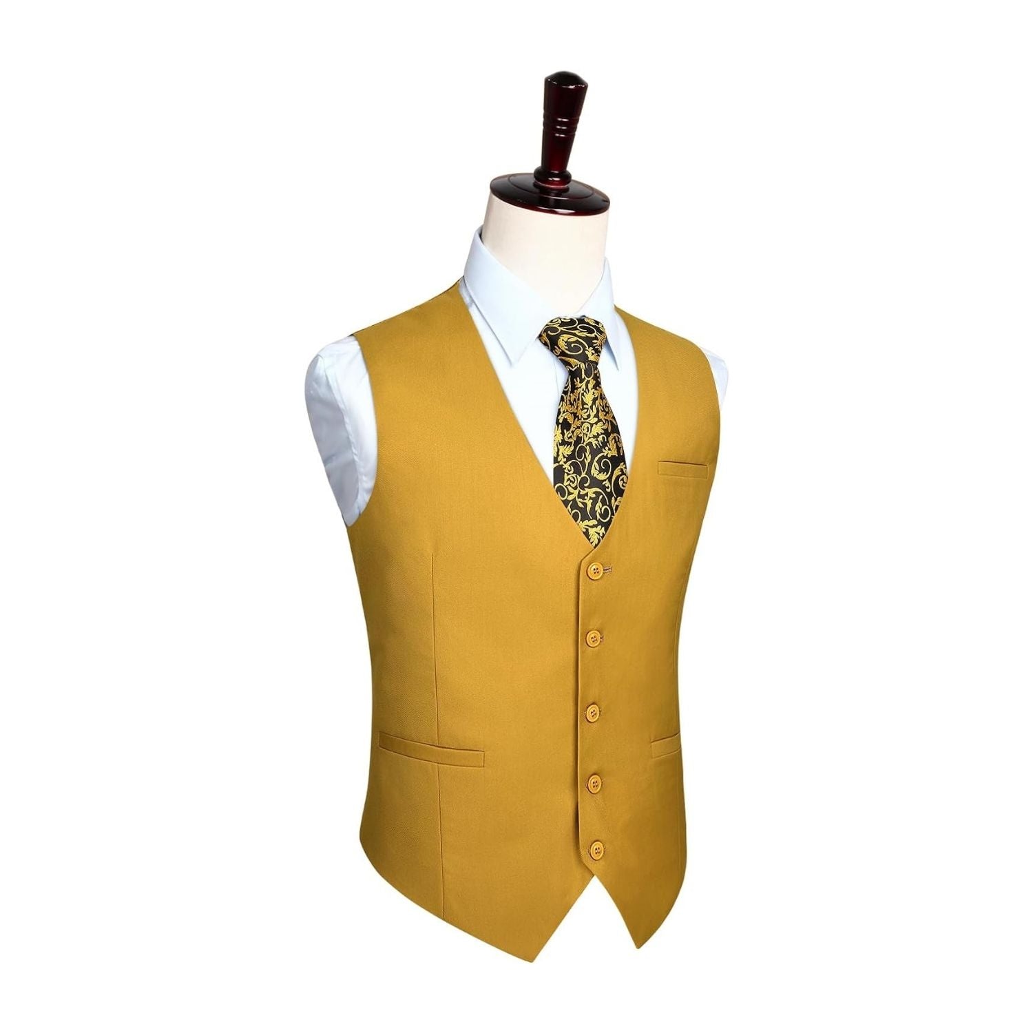 Men's Gold Satin Suit Vest Formal Wear - Image 4