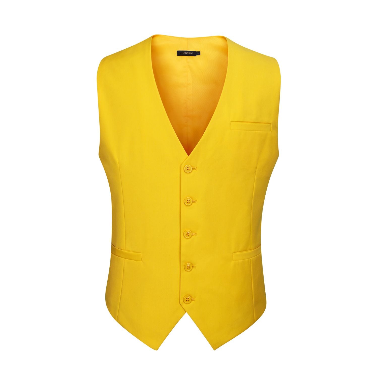 Men's Yellow Satin Suit Vest Formal Wear - Image 2