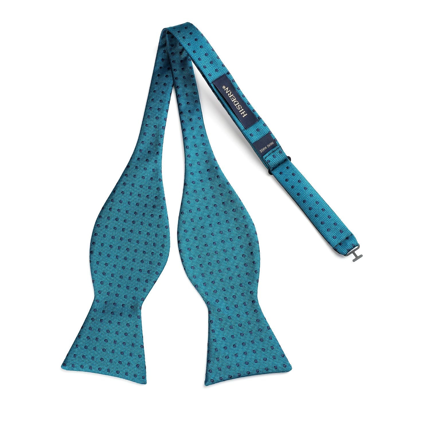 Polka Dots Green Navy Blue Bow Tie Set For Party Wedding - Image 3