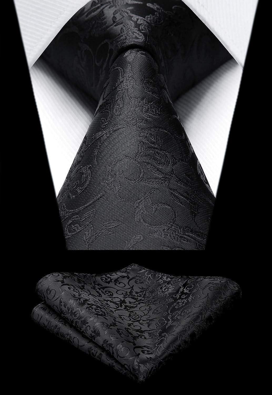 Men's Black Floral Vest Tie Set For Weddings - Image 3