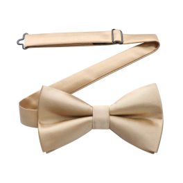 Champagne Solid Pre-Tied Bow Tie Adjustable For Wedding Party