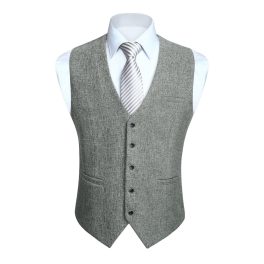Men's Light Grey Satin Suit Vest Formal Wear