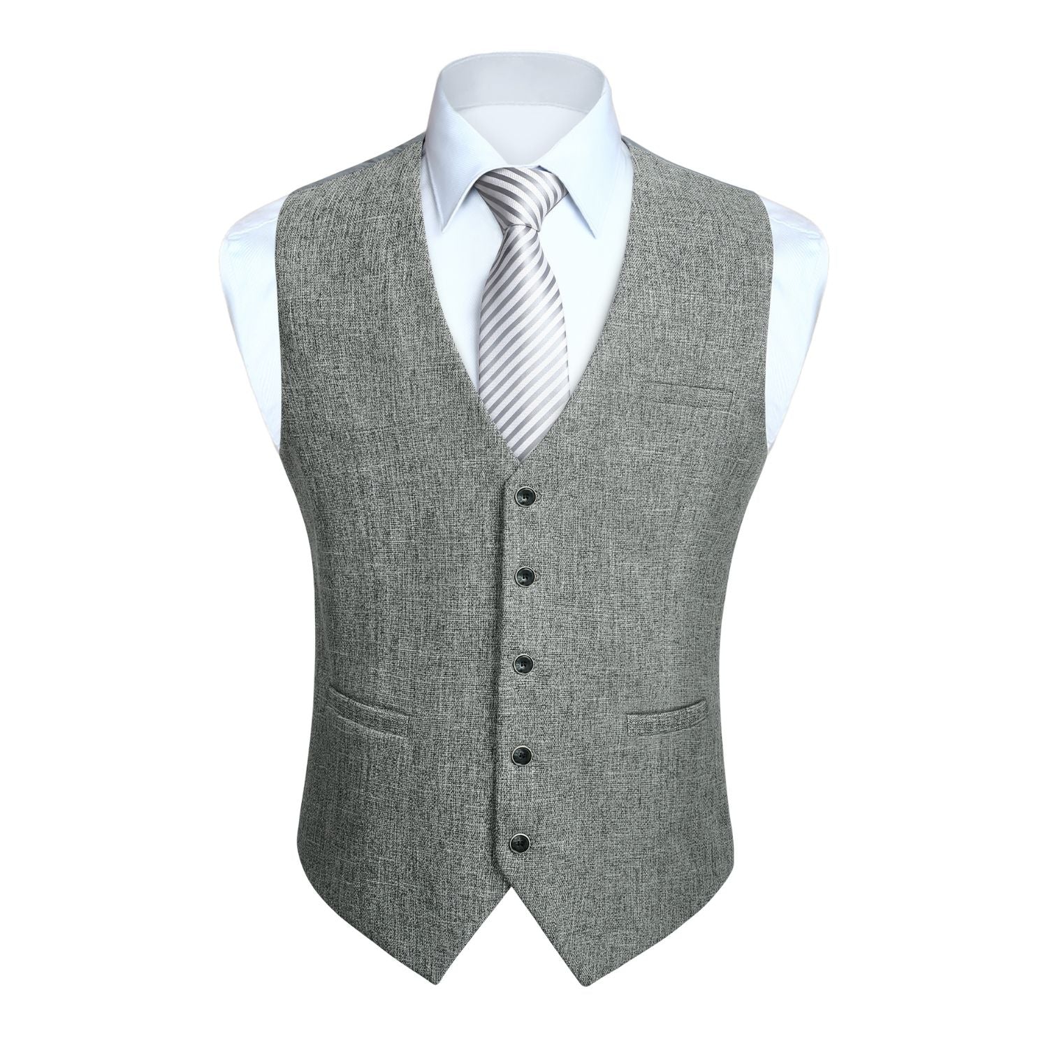 Men's Light Grey Satin Suit Vest Formal Wear