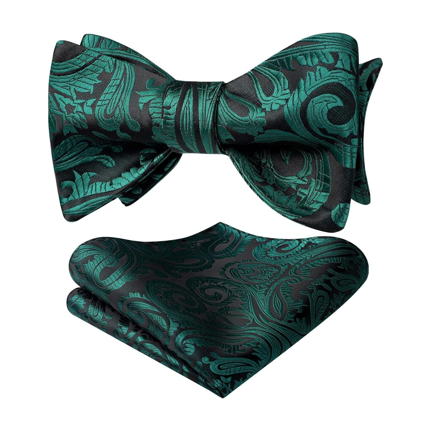 Teal Paisley Bow Tie Set For Evening Wear