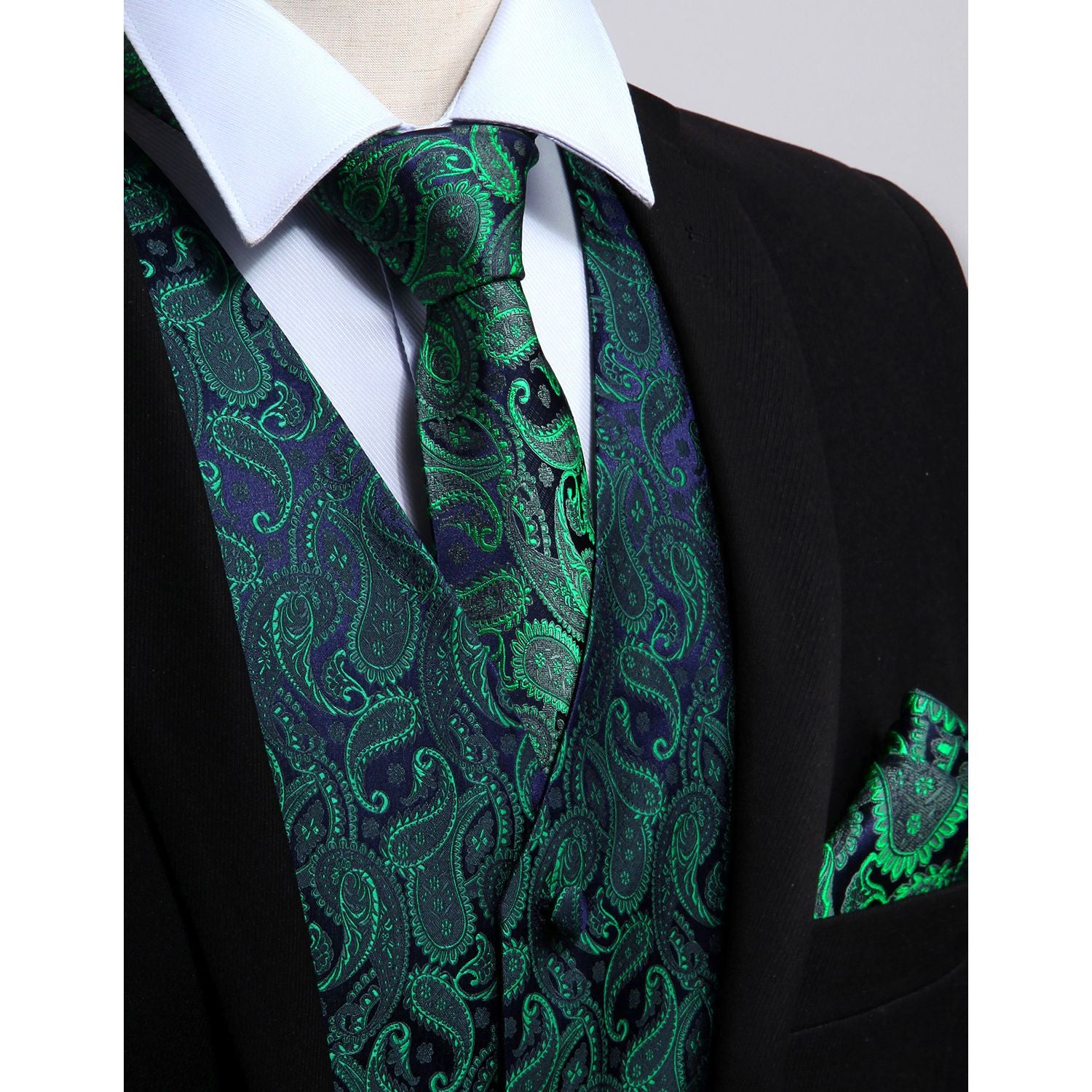 Green Silk-Back Dress Vest For The Wedding - Image 2