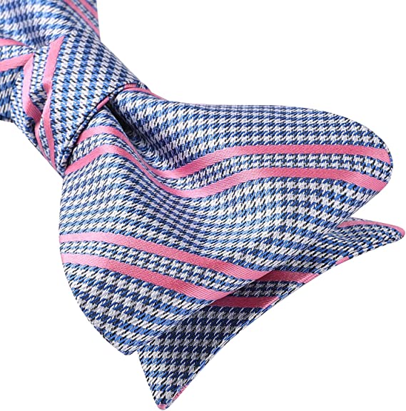 Pink Blue Striped Bow Tie Accessories Set For Evening Wear - Image 3