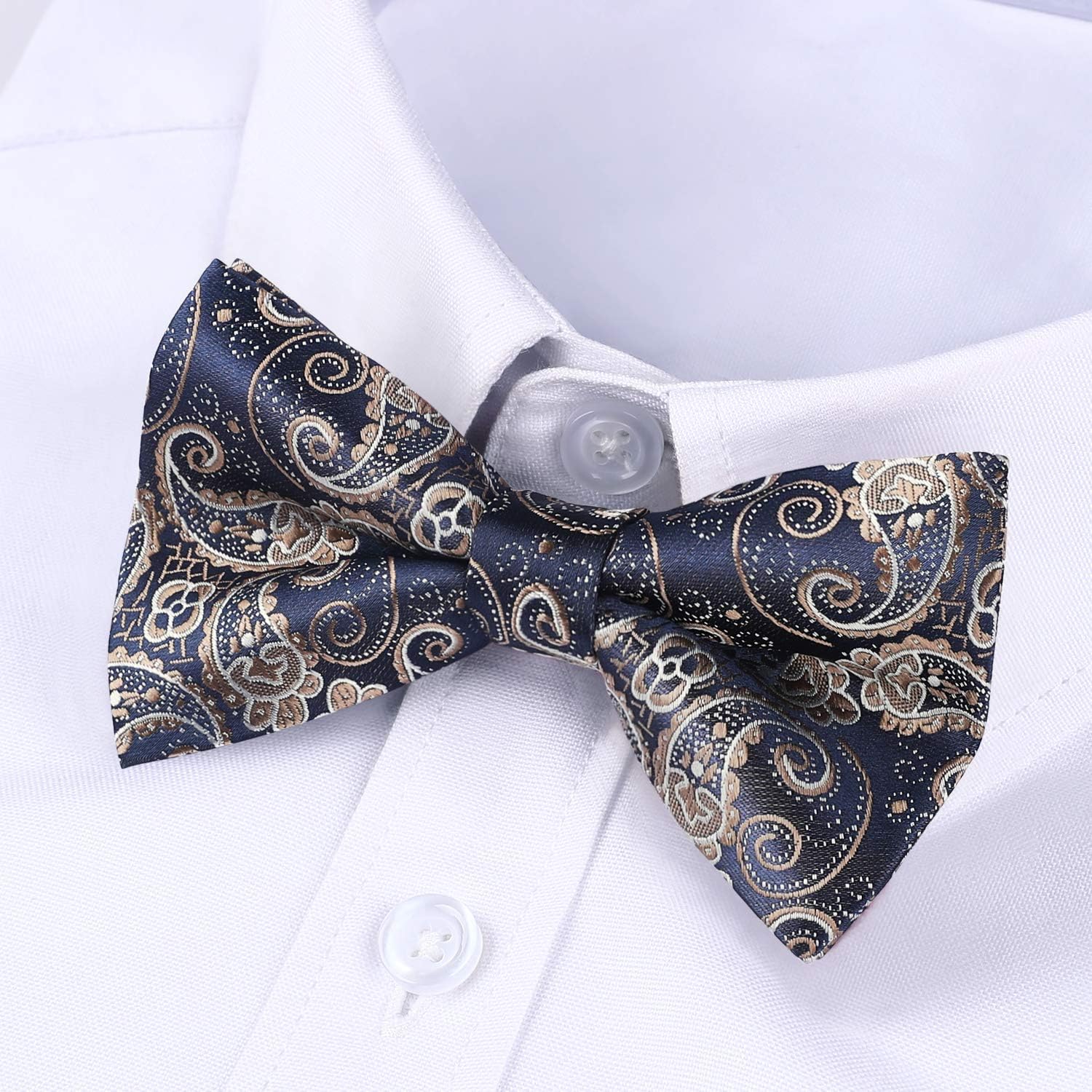 Vintage Blue Green Paisley Pre-Tied Bow Tie For Wedding - Image 3