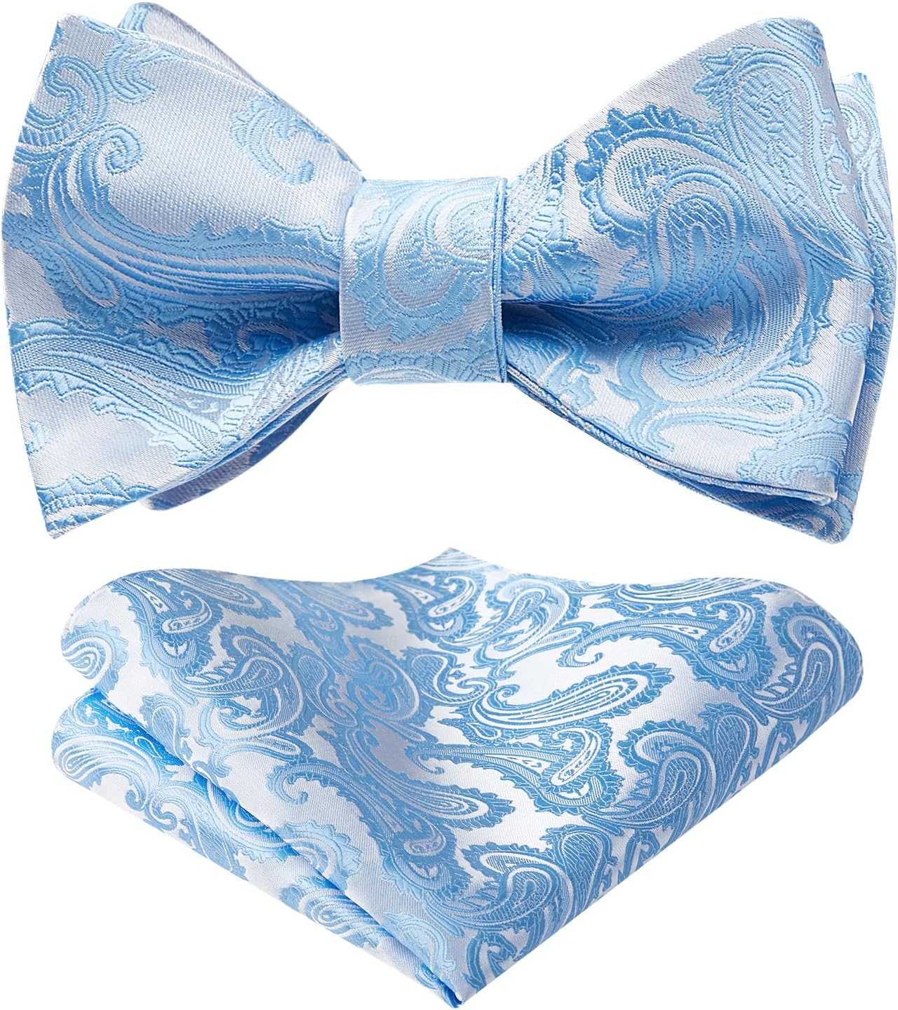 Sky Blue Paisley Bow Tie Set For Evening Wear