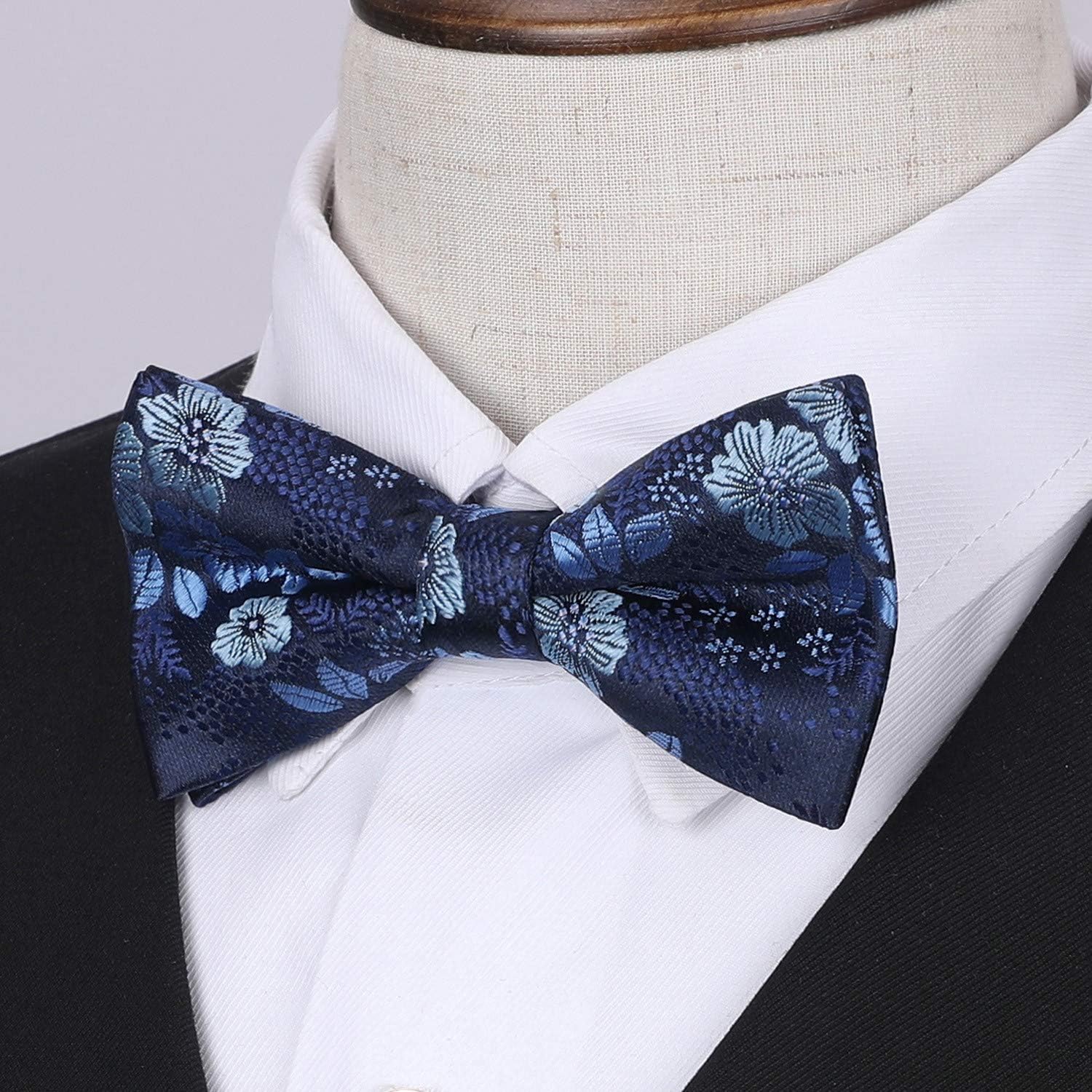Blue Floral Floral Pre-Tied Bow Tie For Boys - Image 2