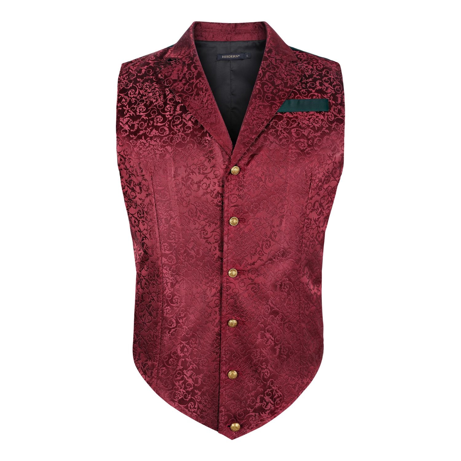 Gothic Men's Formal Vest Burgundy Lapel Party Coat