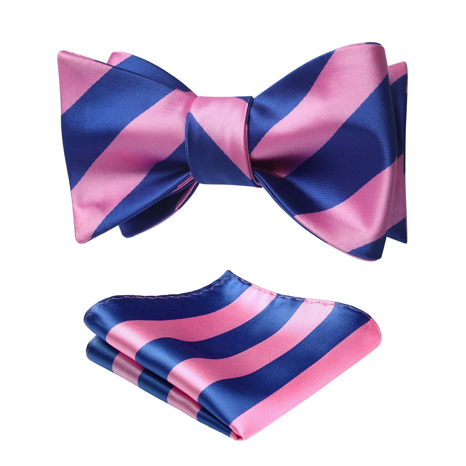 Pink Blue Striped Bow Tie Accessories Set For Evening Wear