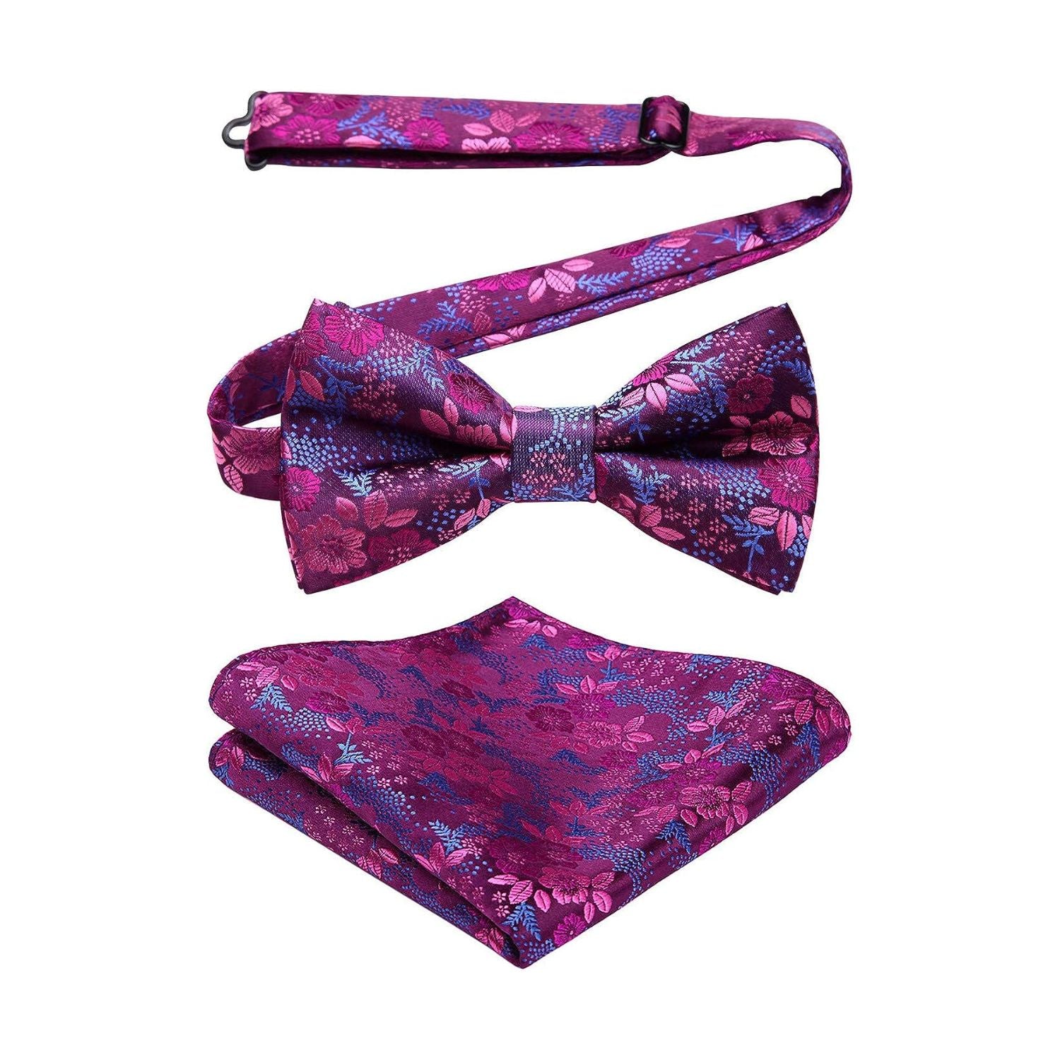 Purple Floral Pre-Tied Bow Tie For Evening Wear
