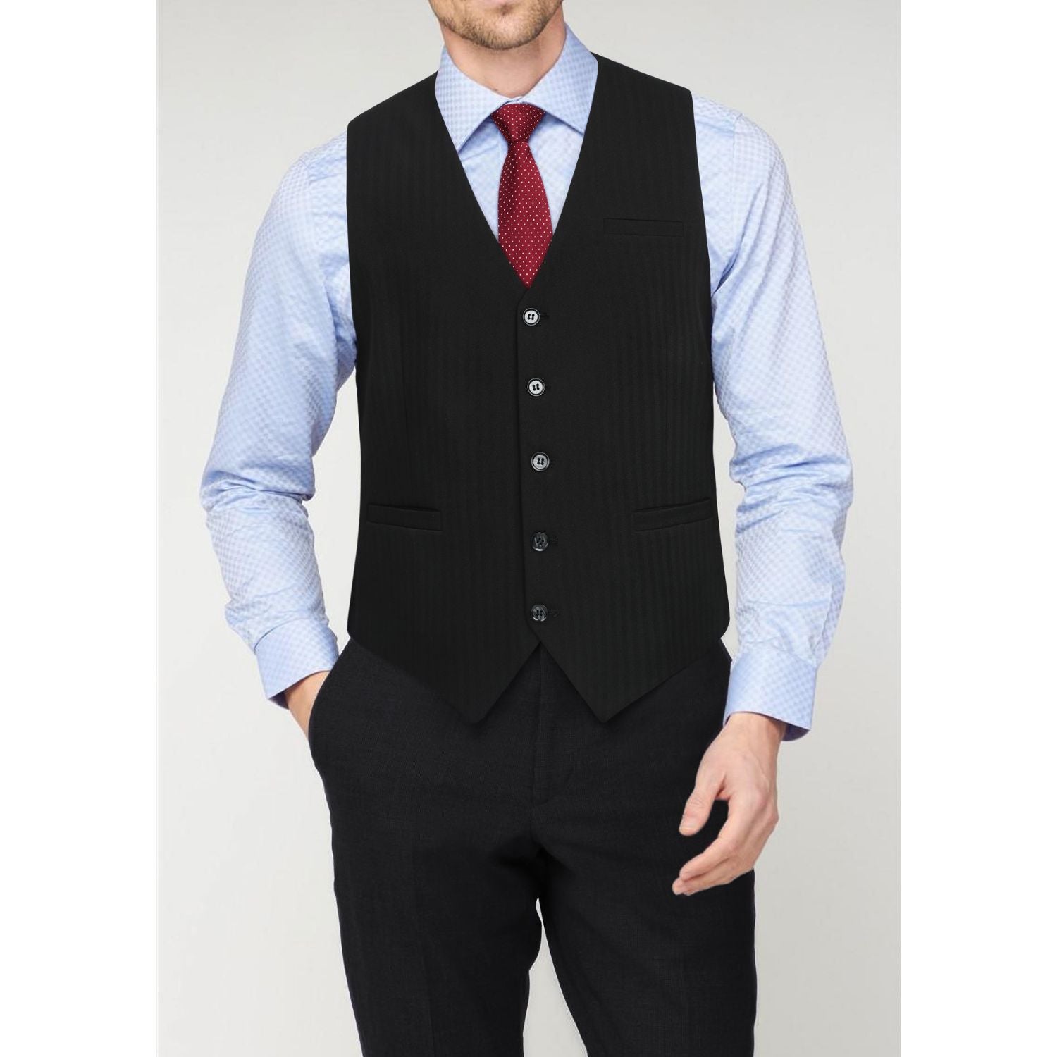 Men's Black Satin Suit Vest Formal Wear - Image 3