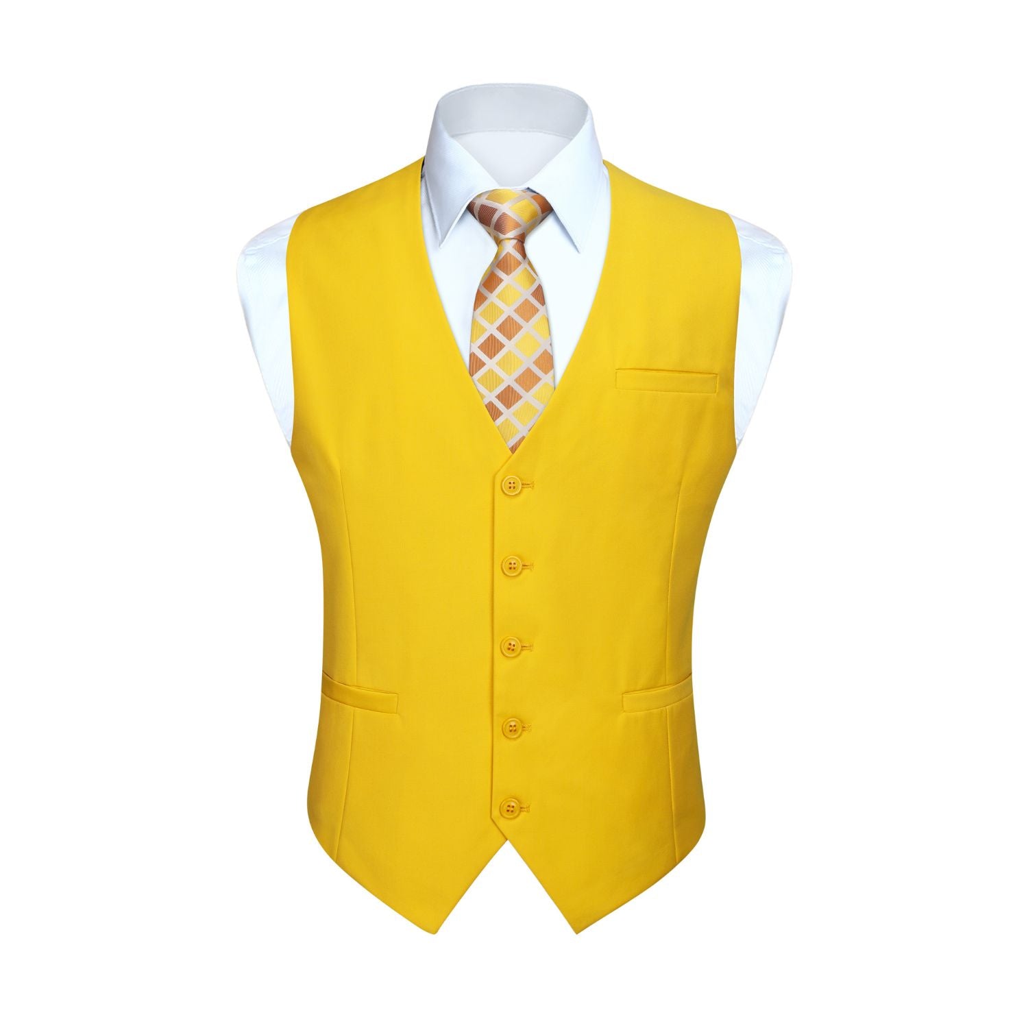 Men's Yellow Satin Suit Vest Formal Wear