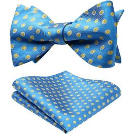 Blue Yellow Floral Bow Tie Set Groomsmen Wedding