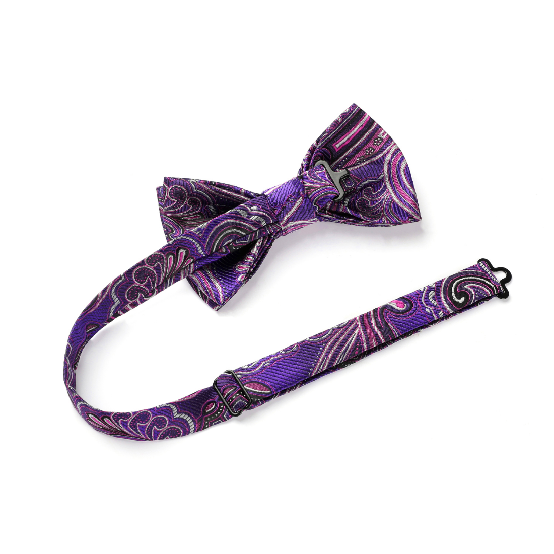 Vintage Purple Paisley Pre-Tied Bow Tie Set For Wedding - Image 3