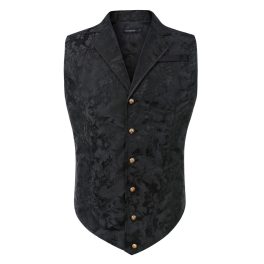 Gothic Men's Formal Vest Black Lapel Party Coat