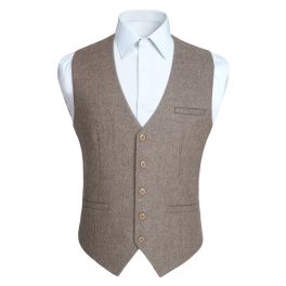 Men's Brown Wedding Vest For Skinny Guys