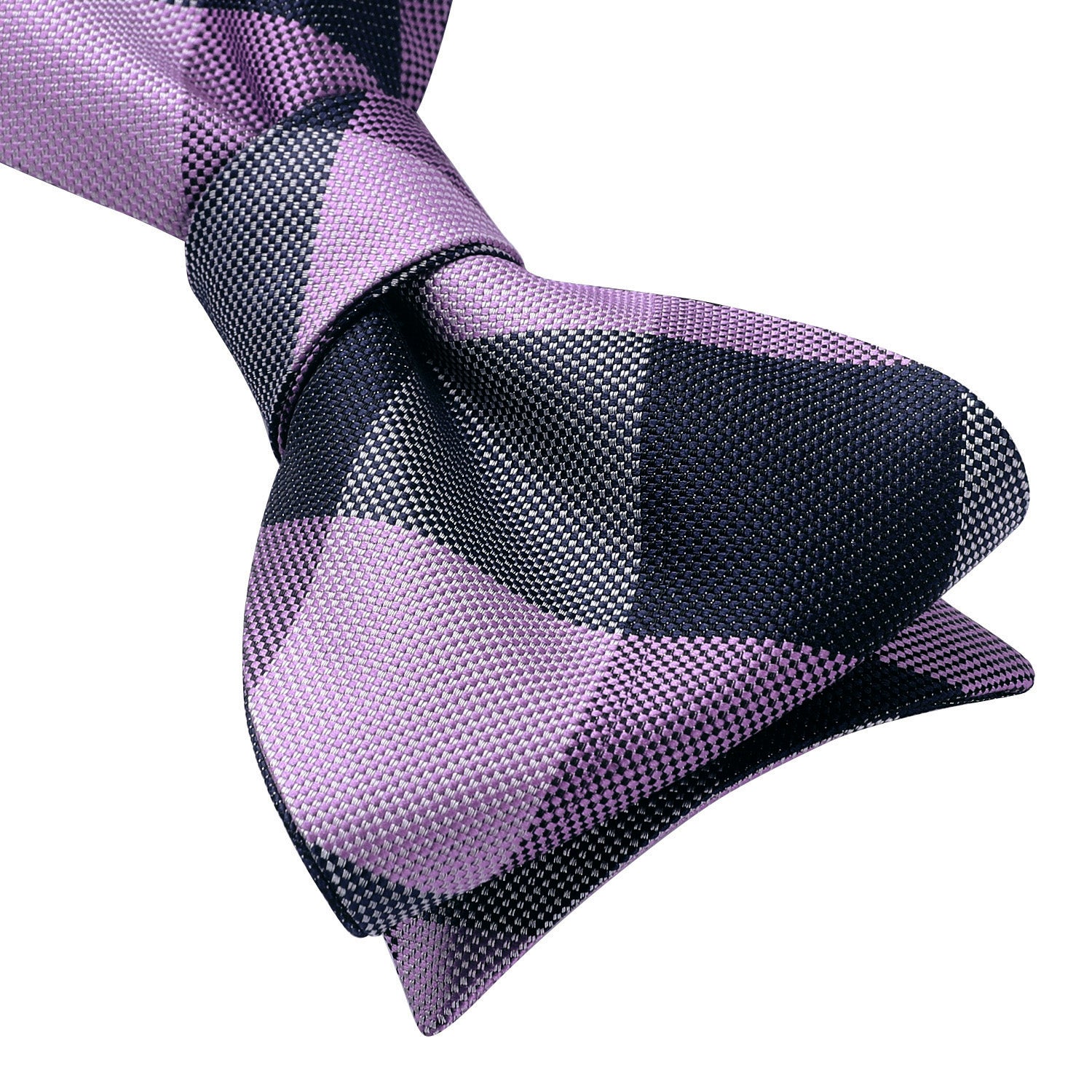 Purple Navy Blue Plaid Bow Tie Set For Special Occasions - Image 3