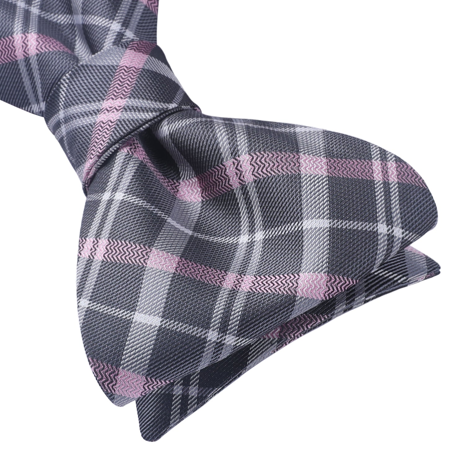 Pink Grey Plaid Bow Tie Set For Special Occasions - Image 3