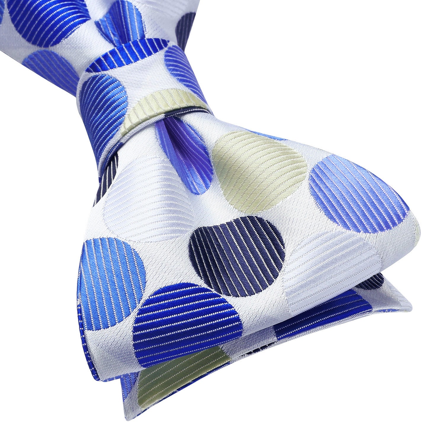 Polka Dots Blue Beige Bow Tie Set For Party Wedding - Image 3