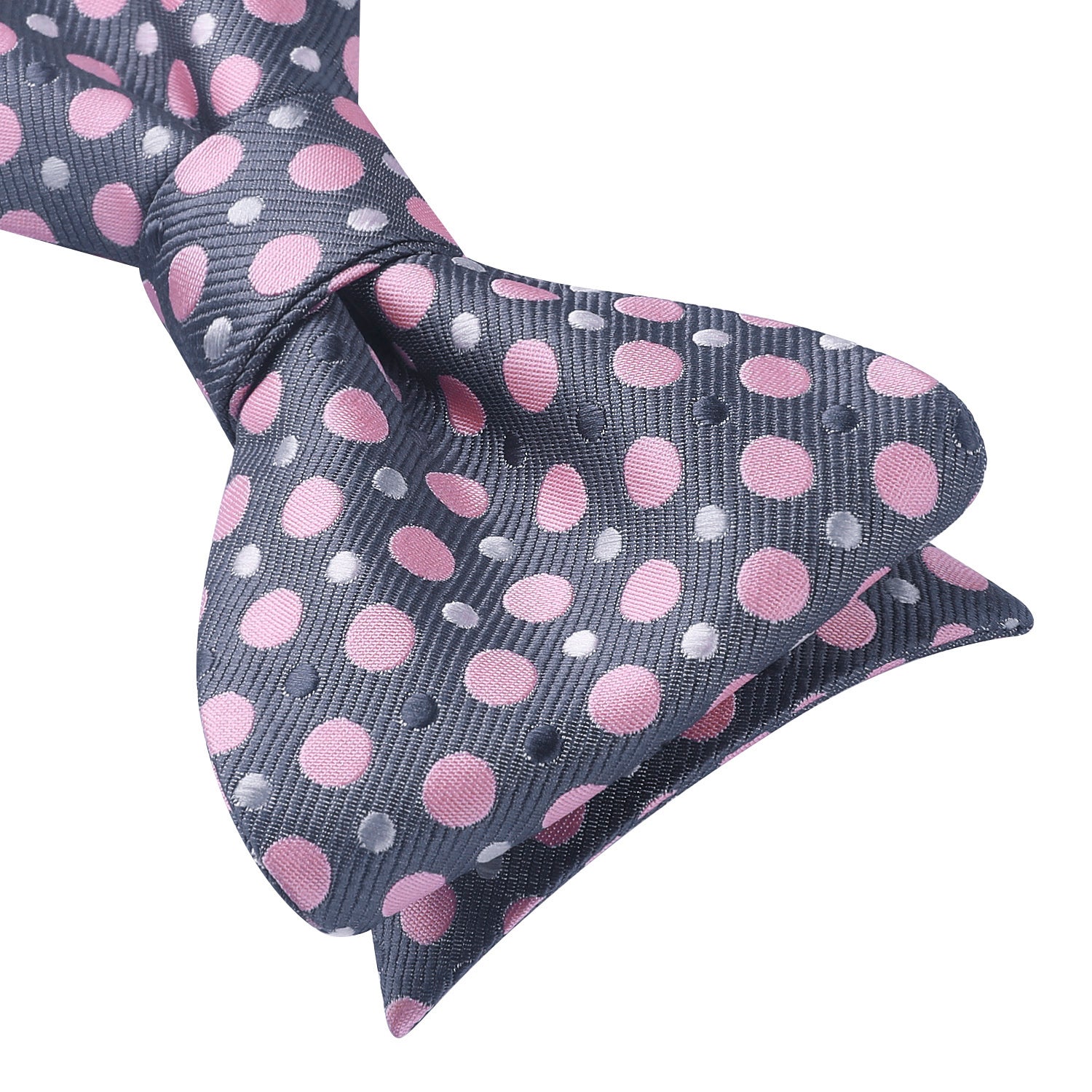 Polka Dots Grey Pink Bow Tie Set For Party Wedding - Image 3