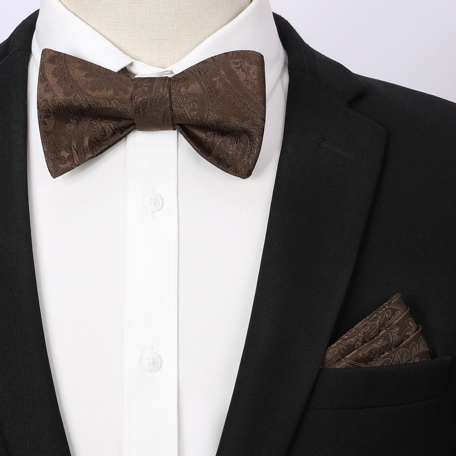 Brown Paisley Bow Tie Set For Evening Wear - Image 2