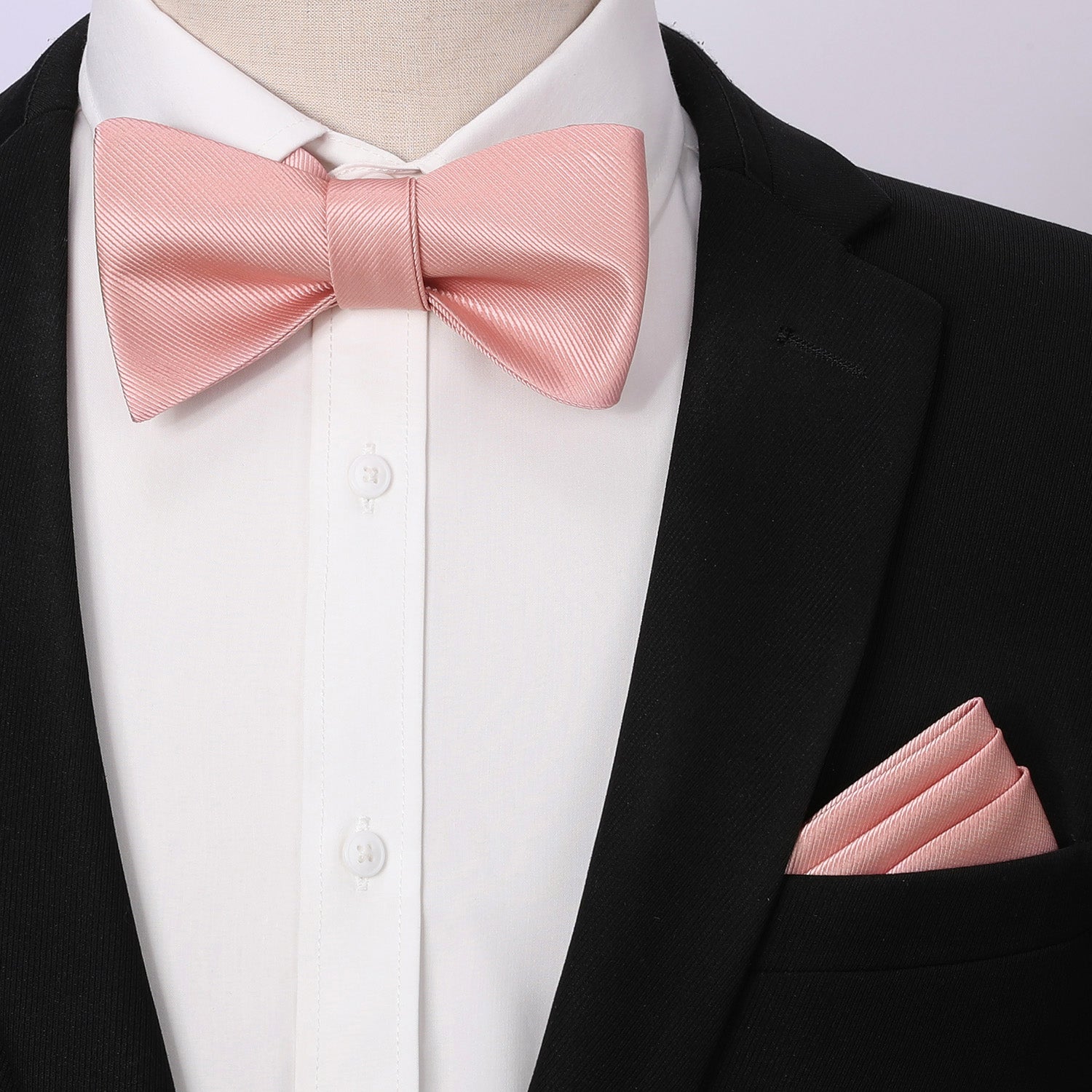 Blush Solid Bow Tie Accessories Set For Evening Wear
