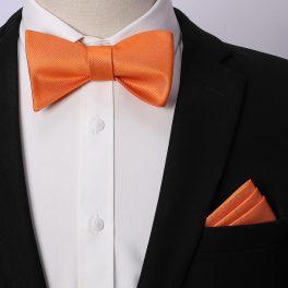 Orange Solid Bow Tie Accessories Set For Evening Wear
