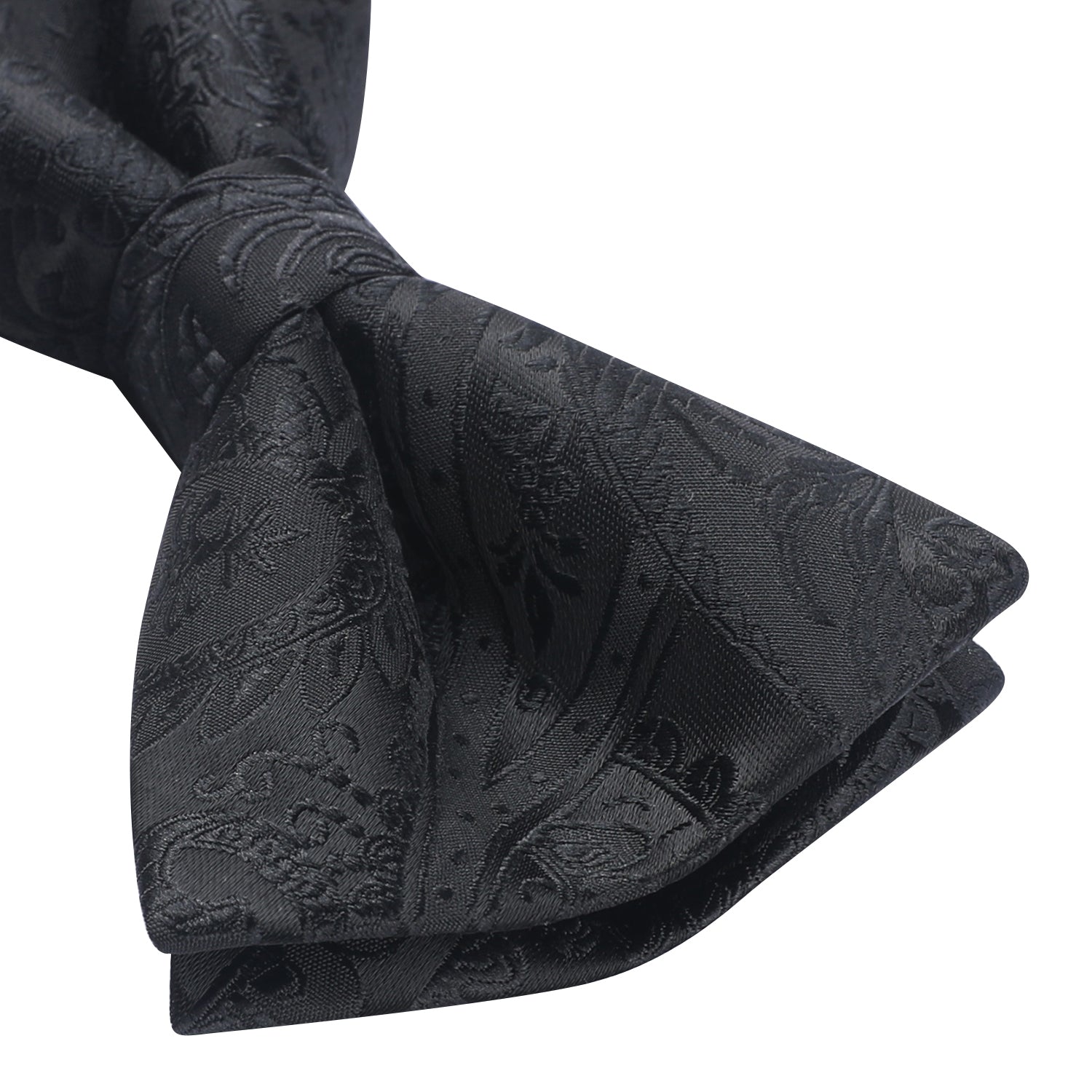 Black Paisley Pre-Tied Bow Tie Handkerchief With Cufflinks - Image 3