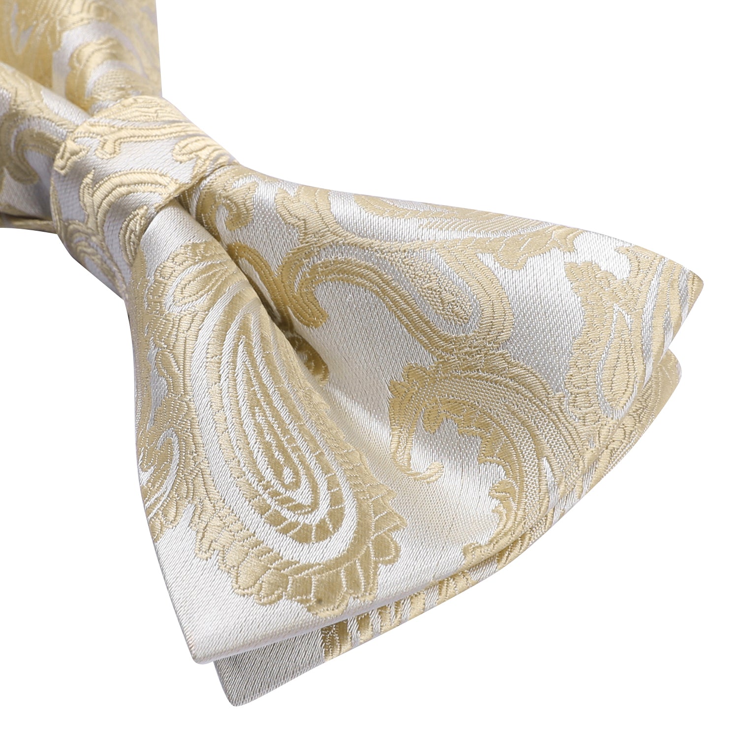 Champagne Paisley Pre-Tied Bow Tie Handkerchief With Cufflinks - Image 4