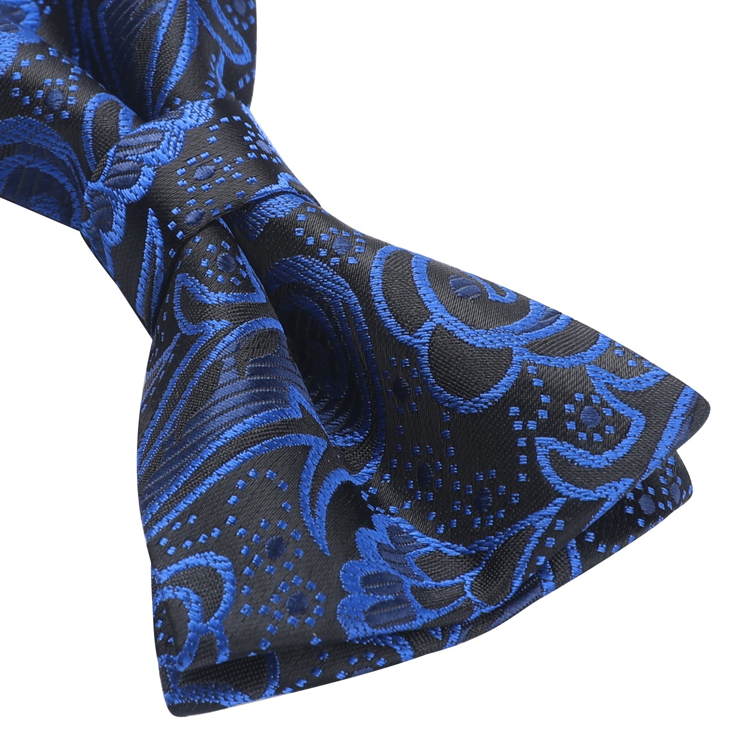 Navy Blue Paisley Pre-Tied Bow Tie Handkerchief With Cufflinks - Image 3