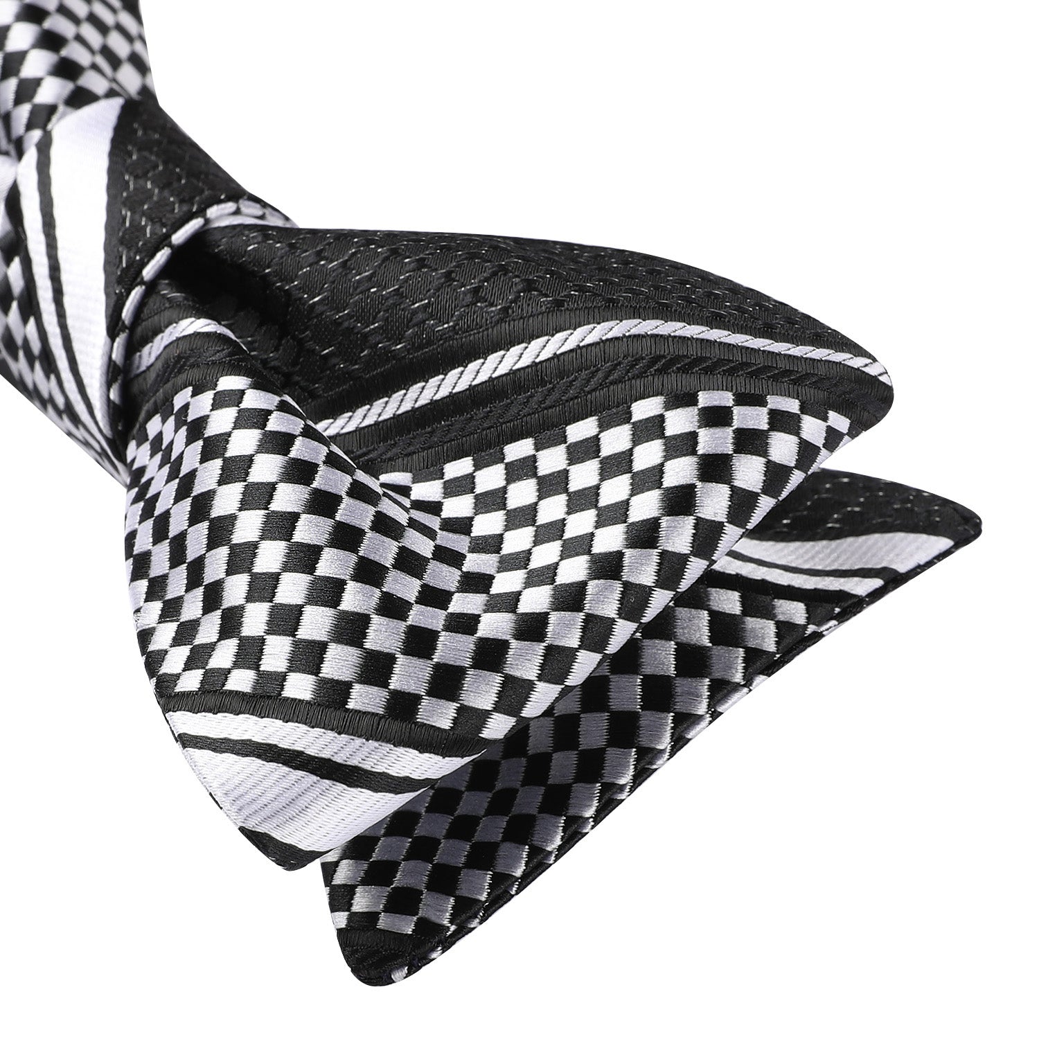 Black White Striped Bow Tie Accessories Set For Evening Wear - Image 3