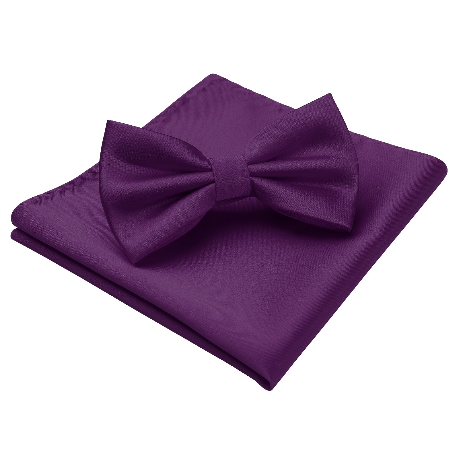 Purple Solid Pre-Tied Bow Tie Accessories Set For Evening Wear