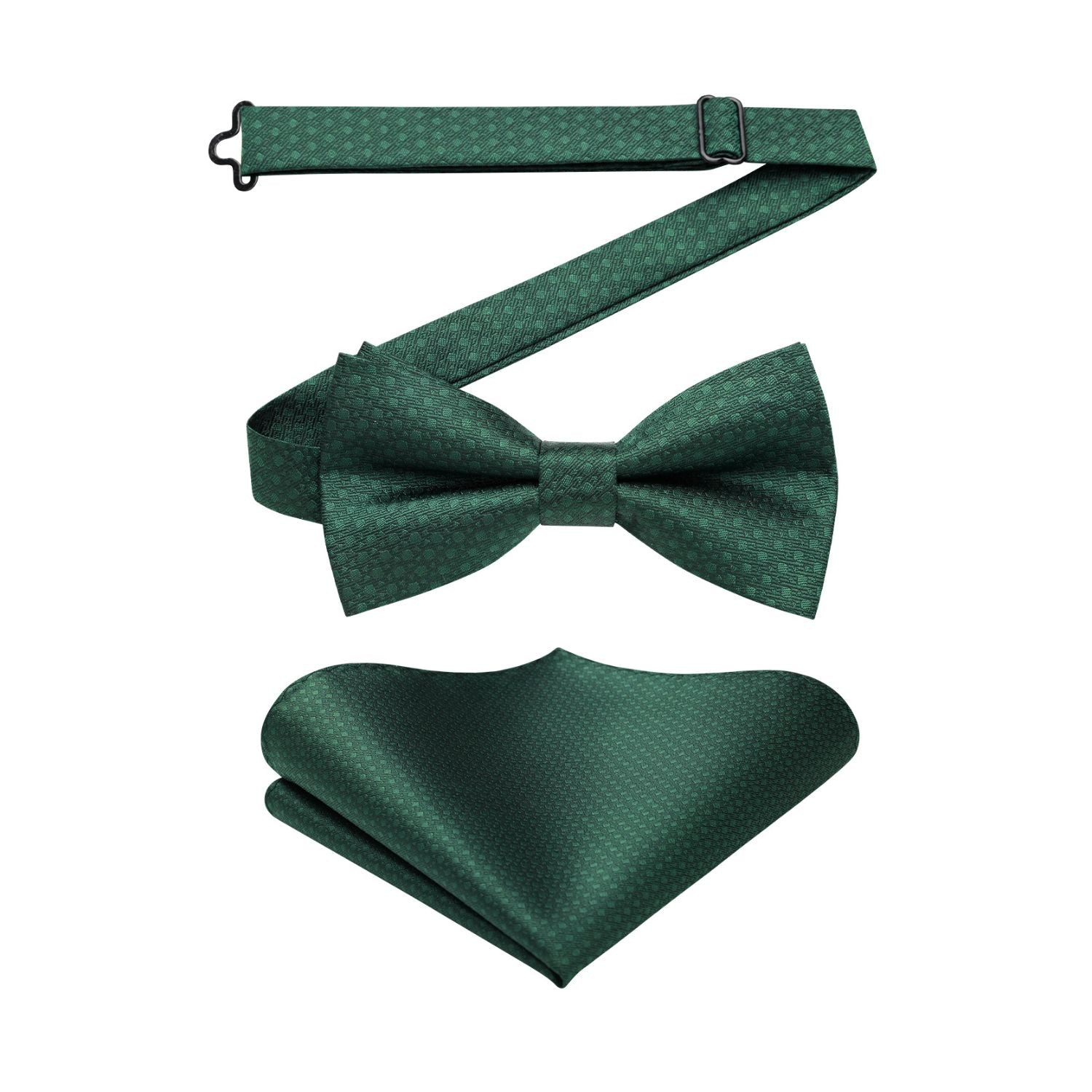 Dark Green Houndstooth Pre-Tied Bow Tie Accessories Set For Evening Wear - Image 2