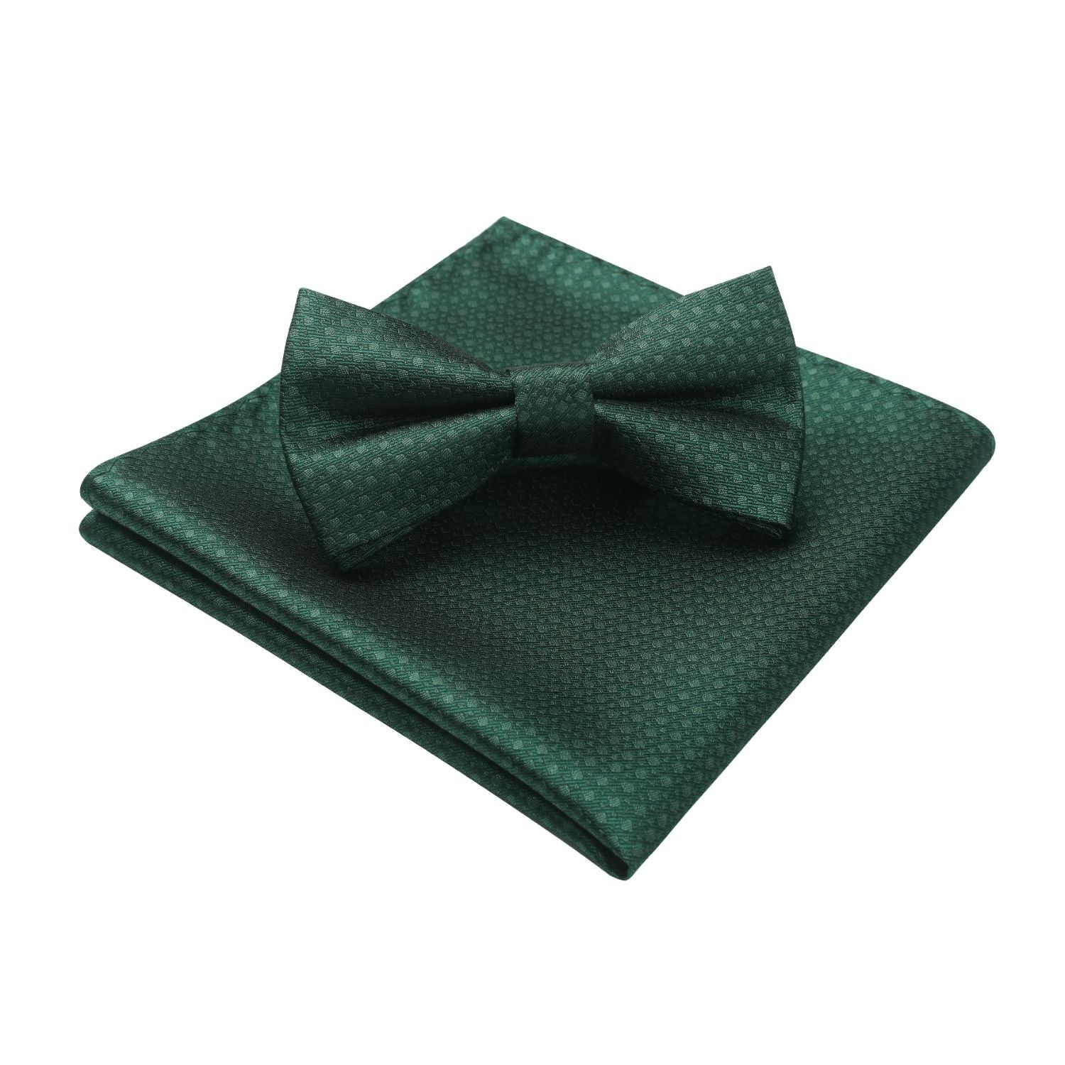 Dark Green Houndstooth Pre-Tied Bow Tie Accessories Set For Evening Wear