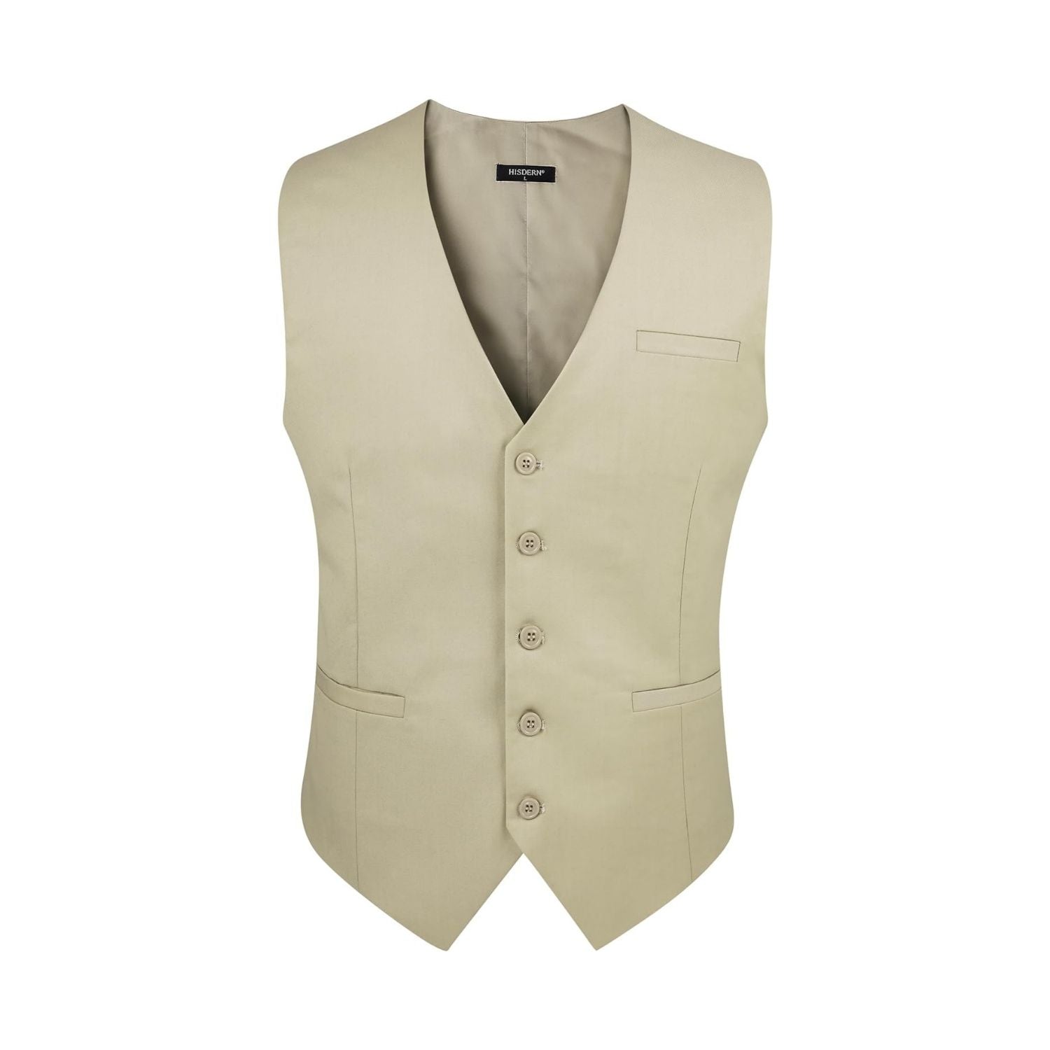 Men's Beige Satin Suit Vest Formal Wear - Image 2