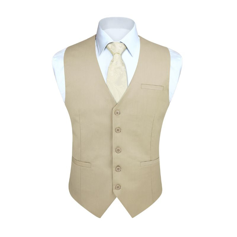 Men's Beige Satin Suit Vest Formal Wear