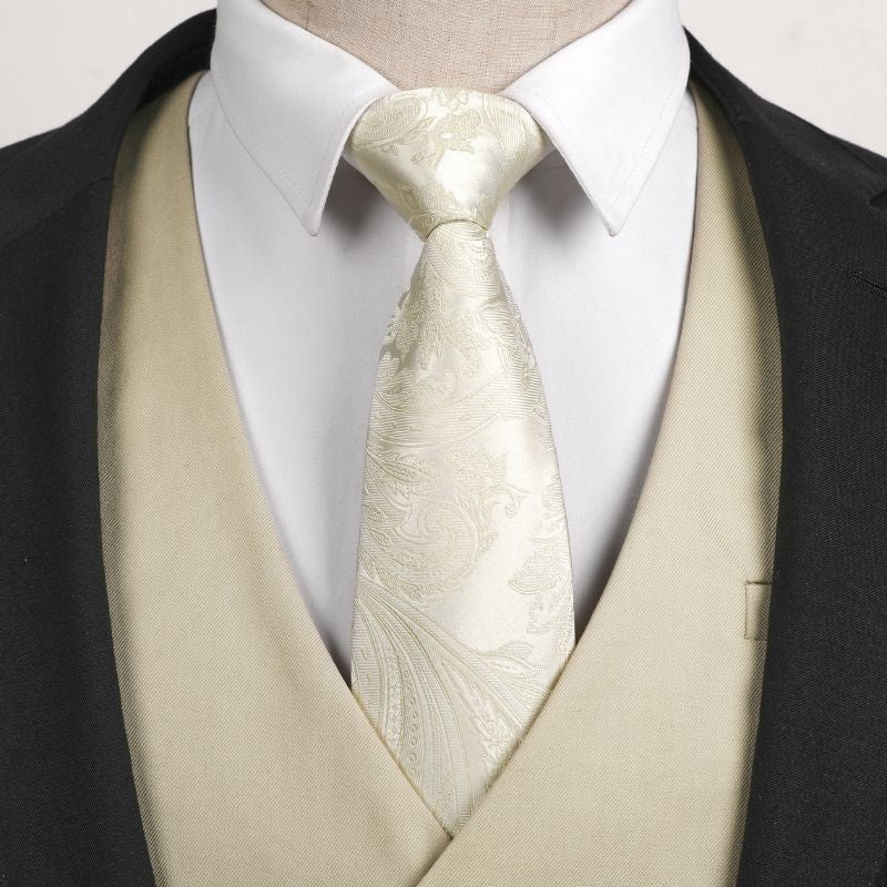 Men's Beige Satin Suit Vest Formal Wear - Image 3
