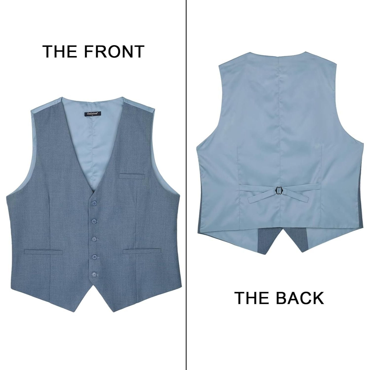 Men's Navy Blue Satin Suit Vest Formal Wear - Image 2