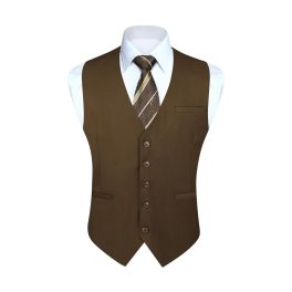 Men's Brown Satin Suit Vest Formal Wear