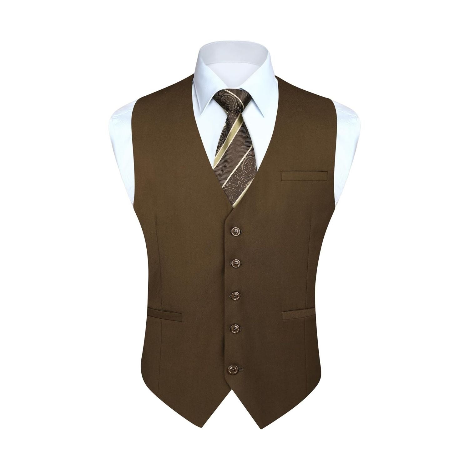 Men's Brown Satin Suit Vest Formal Wear