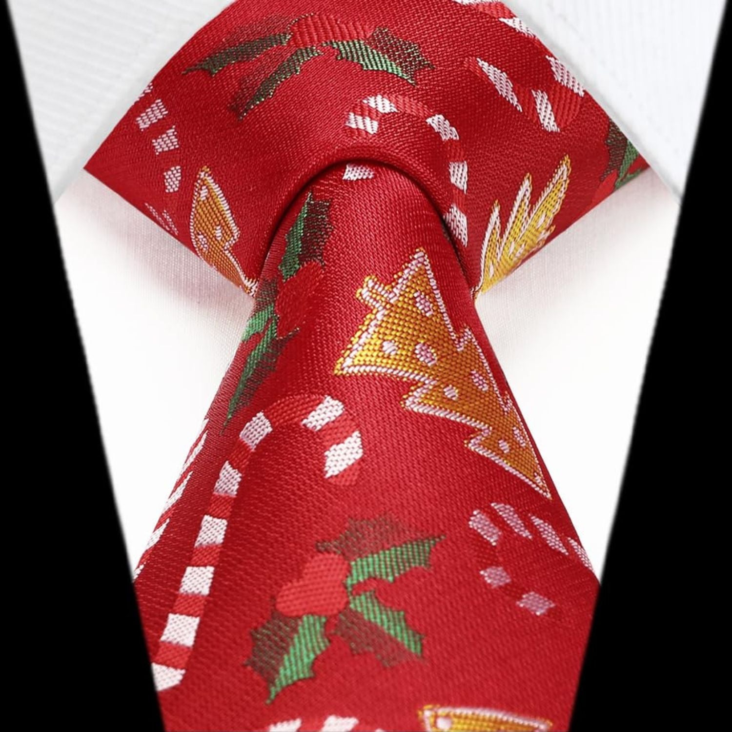 Men's Christmas Suit Vest Tie Set Red Holiday Party Waistcoat - Image 3