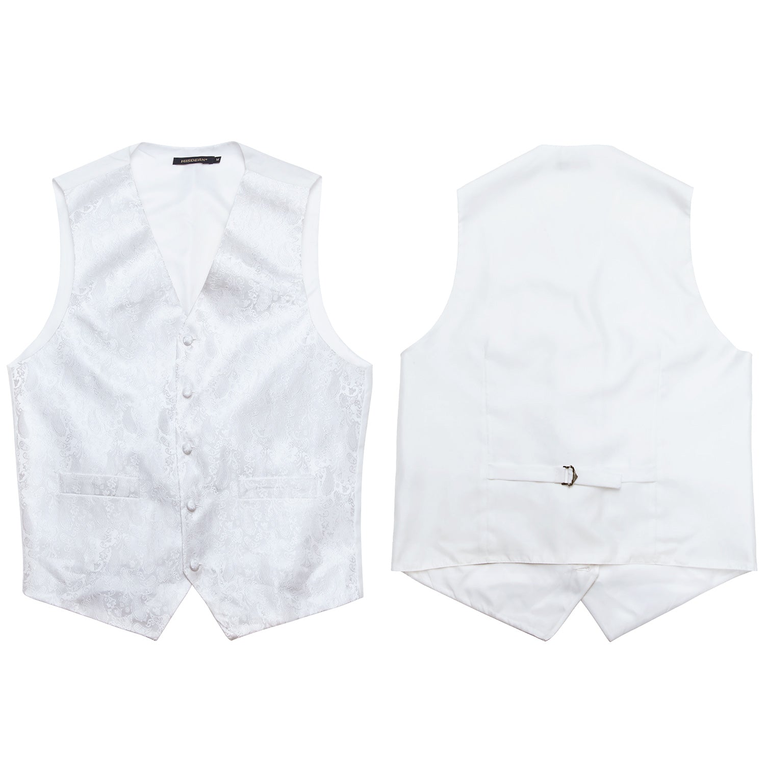 Men's White Paisley Vest Tie Set For Weddings Anniversary - Image 3