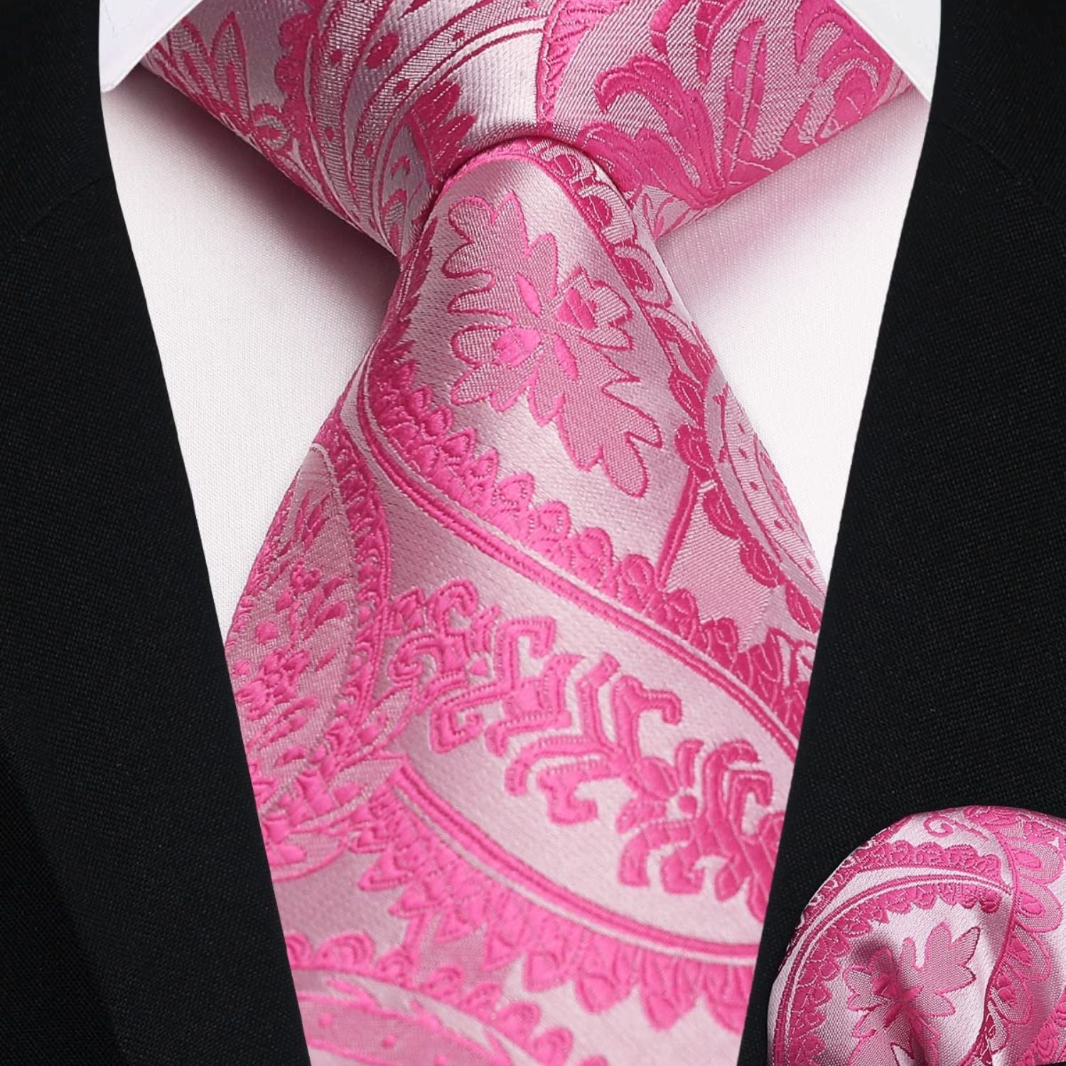 Men's Pink Paisley Vest Tie Set For Weddings Anniversary - Image 4