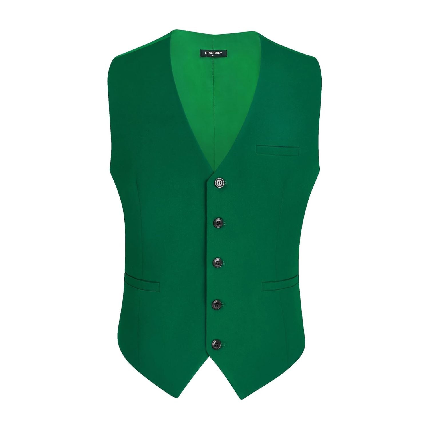 Men's Green Satin Suit Vest Formal Wear - Image 2